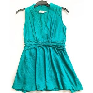 Anthropologie Deletta Teal Peplum Top Knot XS